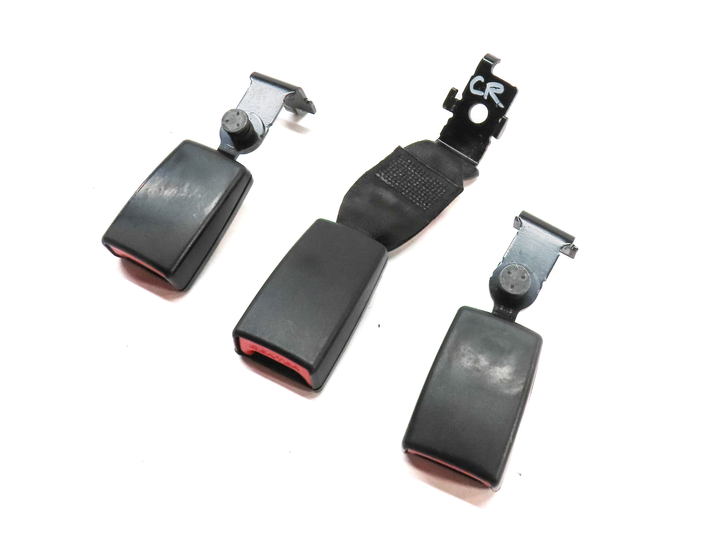 2012 BMW X5 (E70) REAR 2ND ROW LEFT CENTER RIGHT SEATBELT BUCKLE RECIEVER SET/3 — exact item pictured